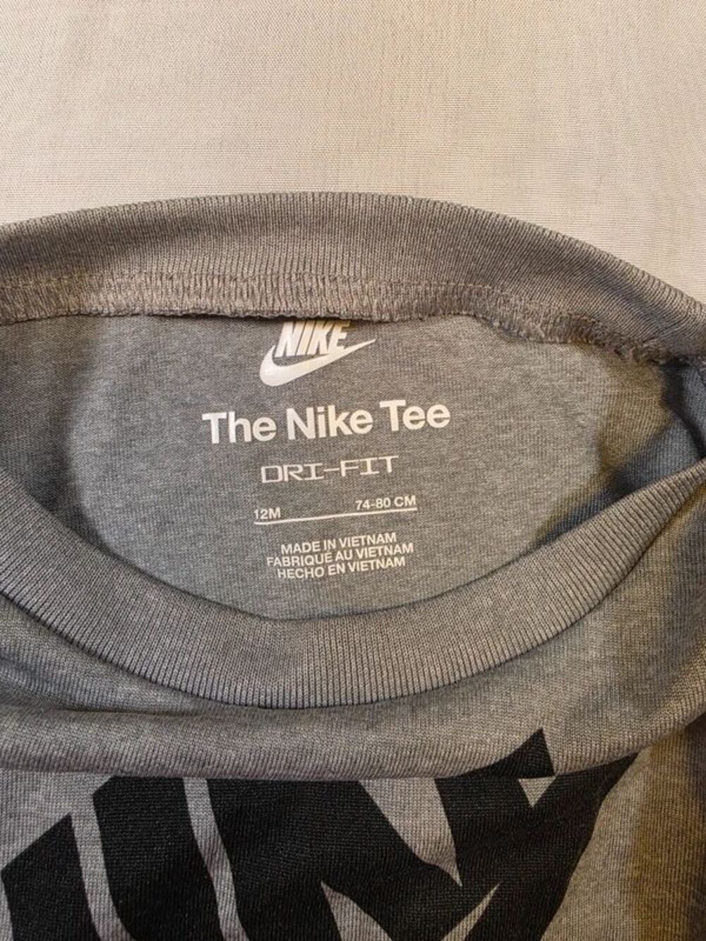 Nike Baby Boys Heather Grey Big Logo Dri-FIT T-Shirt - Size 12M - Picture 6 of 7